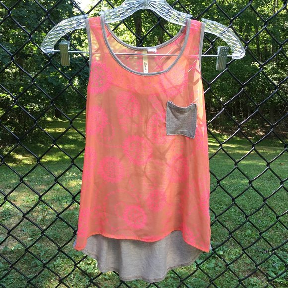 Bjewel Pink and Gray Sheer Tank - Picture 1 of 4